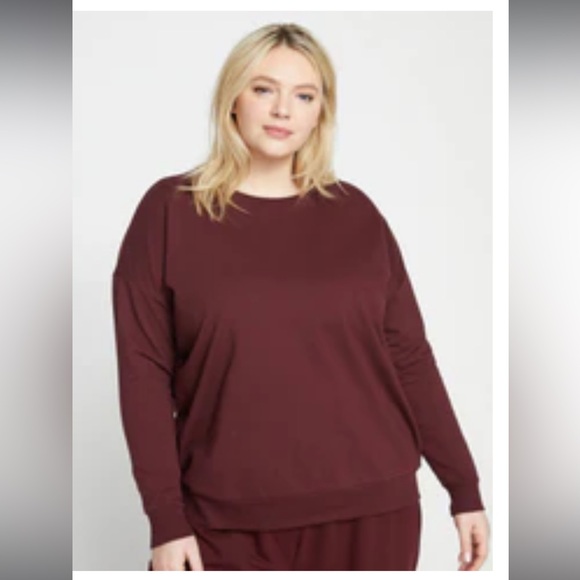 Universal Standard S (14_16) Lauren Classic Sweatshirt, Black Cherry - Picture 6 of 6